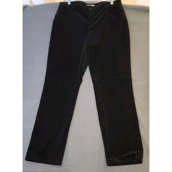 Chico's Corduroy Pants Womens Sz‎ 2 US L Black Straight Leg Stretch Fine Wale - Picture 1 of 9